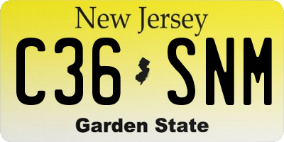 NJ license plate C36SNM