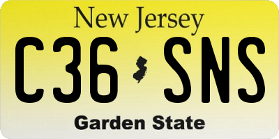NJ license plate C36SNS