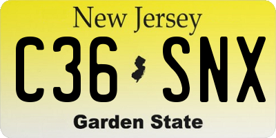 NJ license plate C36SNX