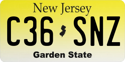 NJ license plate C36SNZ