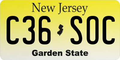 NJ license plate C36SOC