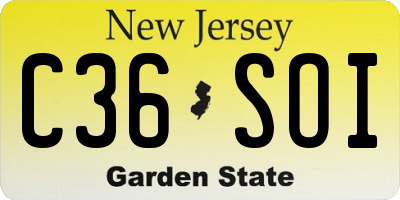 NJ license plate C36SOI