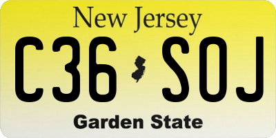 NJ license plate C36SOJ
