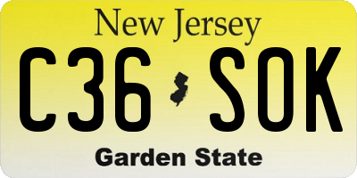 NJ license plate C36SOK