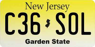 NJ license plate C36SOL