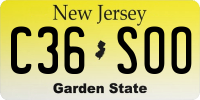 NJ license plate C36SOO