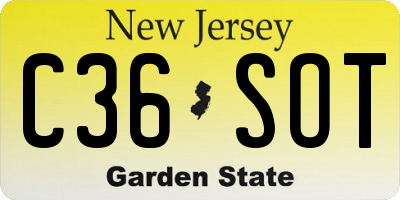 NJ license plate C36SOT