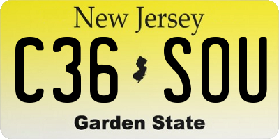 NJ license plate C36SOU