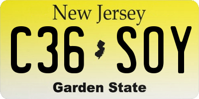 NJ license plate C36SOY