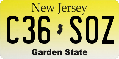 NJ license plate C36SOZ