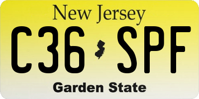 NJ license plate C36SPF