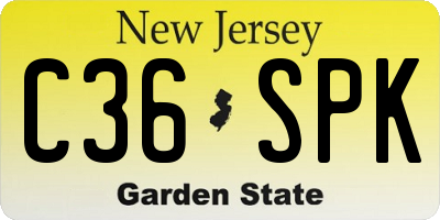 NJ license plate C36SPK