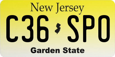 NJ license plate C36SPO