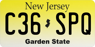 NJ license plate C36SPQ