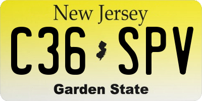 NJ license plate C36SPV