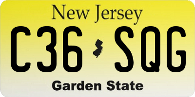 NJ license plate C36SQG