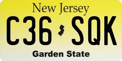 NJ license plate C36SQK