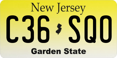 NJ license plate C36SQO
