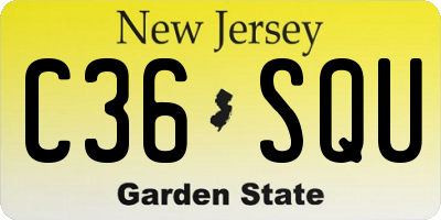 NJ license plate C36SQU