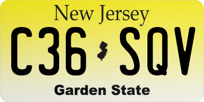 NJ license plate C36SQV