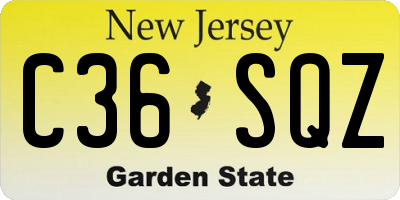 NJ license plate C36SQZ