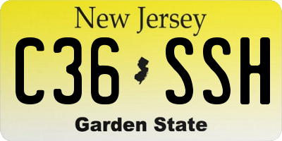 NJ license plate C36SSH