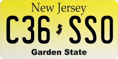 NJ license plate C36SSO
