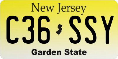 NJ license plate C36SSY