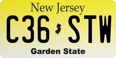 NJ license plate C36STW
