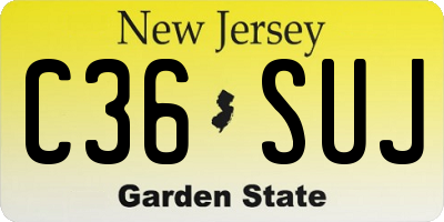 NJ license plate C36SUJ