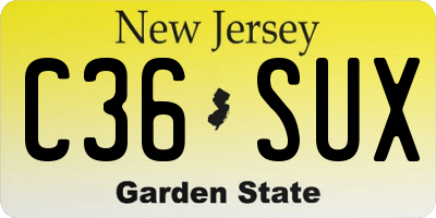 NJ license plate C36SUX