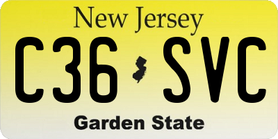 NJ license plate C36SVC