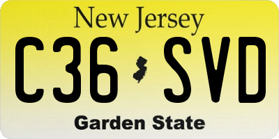 NJ license plate C36SVD
