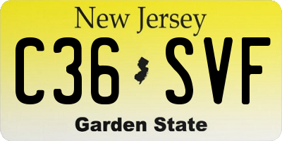 NJ license plate C36SVF