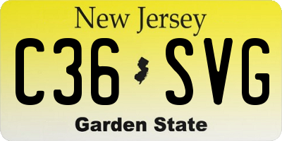 NJ license plate C36SVG