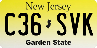 NJ license plate C36SVK