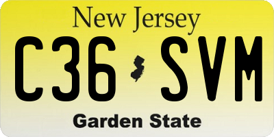 NJ license plate C36SVM