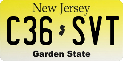 NJ license plate C36SVT