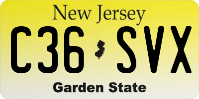 NJ license plate C36SVX