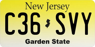 NJ license plate C36SVY
