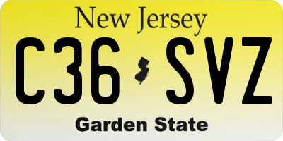 NJ license plate C36SVZ