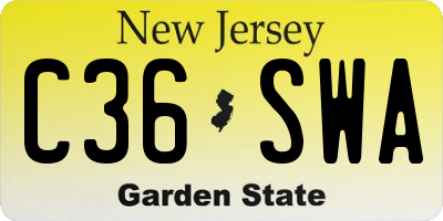 NJ license plate C36SWA