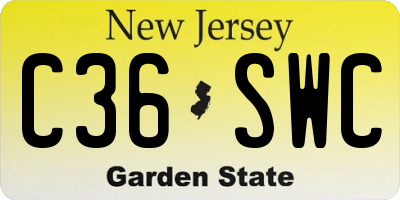 NJ license plate C36SWC