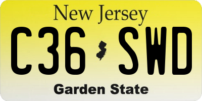 NJ license plate C36SWD