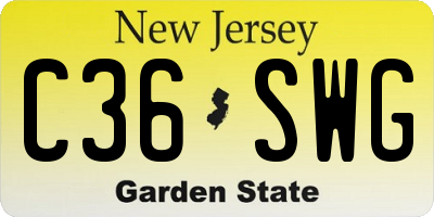 NJ license plate C36SWG