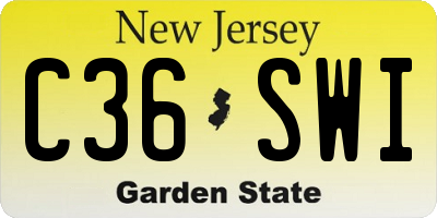 NJ license plate C36SWI