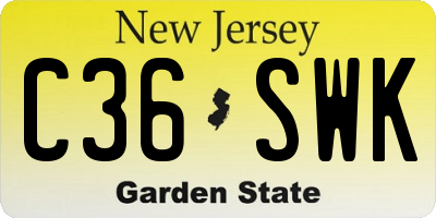 NJ license plate C36SWK