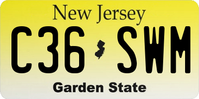 NJ license plate C36SWM