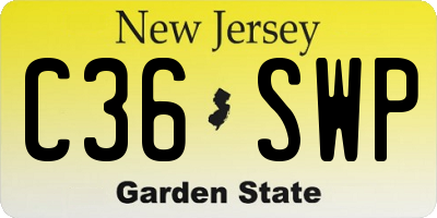 NJ license plate C36SWP