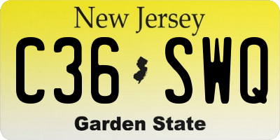 NJ license plate C36SWQ